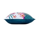 Coussin Passepoilé Et Imprimé Exotique - 40 X 40 cm - Bleu