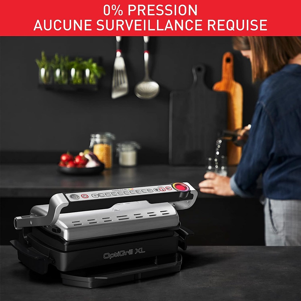 Tefal Optigrill+ XL Grill viande, Cuisson automatique, 9 programmes, Contrôle température, Mode manuel et décongélation, Surface de cuisson XL