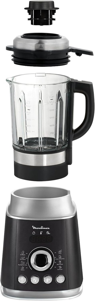 Moulinex Blender Chauffant Ultrablend Cook Mixeur Électrique Bol Verre Capacité 2L Soupe Coulis Compote Lait