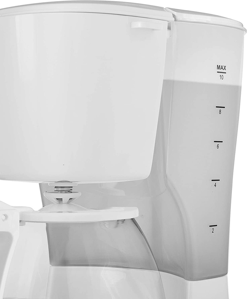Cafetière électrique Tristar - Volume : 1,25 litre, 12 Tasses - Système anti-goutte - Verseuse en verre - Blanc