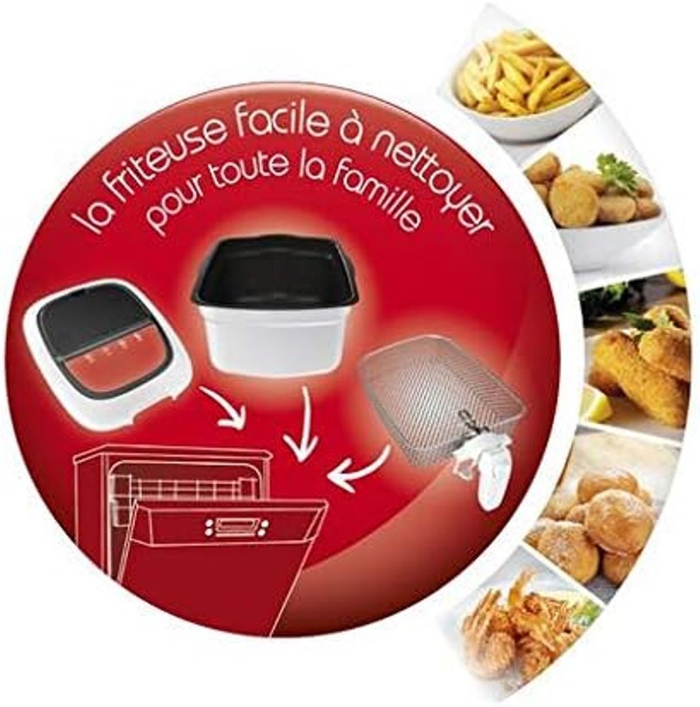 Moulinex Friteuse 2,2L Capacité 1,5 kg frites 1800 W Thermostat ajustable Ouverture automatique Nettoyage Facile Cuve anti-adhésive amovible