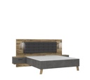 Lit 140x190cm chevets intégrés RICCIANO imitation chêne béton gris