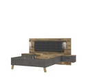 Lit 140x190cm chevets intégrés RICCIANO imitation chêne béton gris