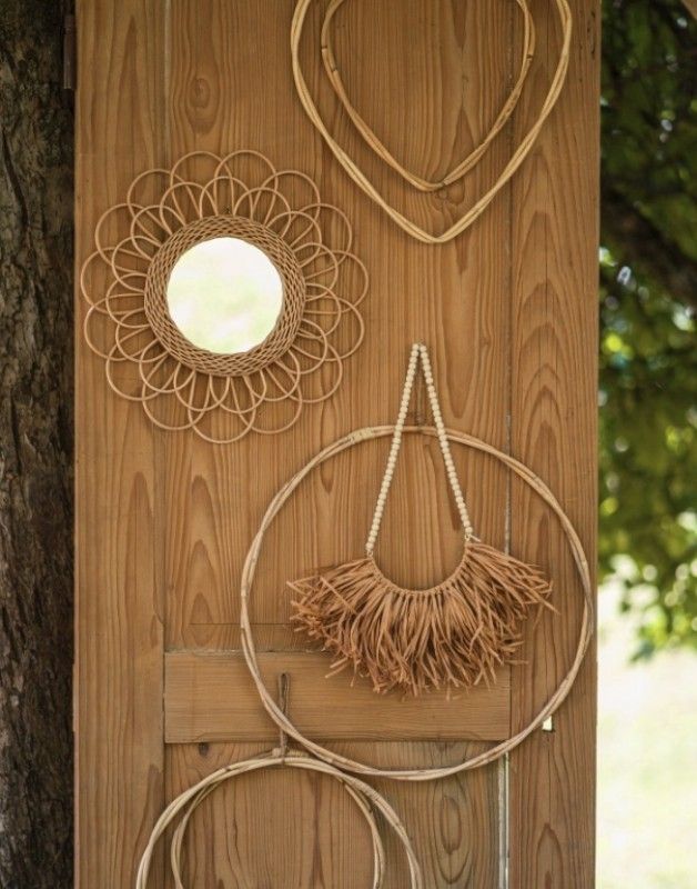 Miroir rond en rotin 40cm