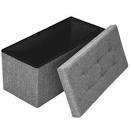 POUF DE RANGEMENT PLIABLE GRIS CLAIRE