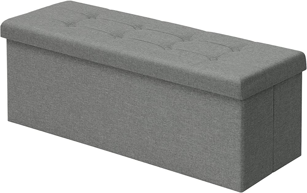 POUF DE RANGEMENT PLIABLE GRIS CLAIRE