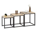 SET 3 NEVA TABLE BASSE GIGOGNE NOIR/CHENE