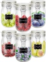 Creative Home Bocal en Verre 1 Litre avec Couvercle Hermétique | Boite conservation alimentaire | Boite Rangement Cuisine | Pot a epices | Inclus des étiquettes et une craie