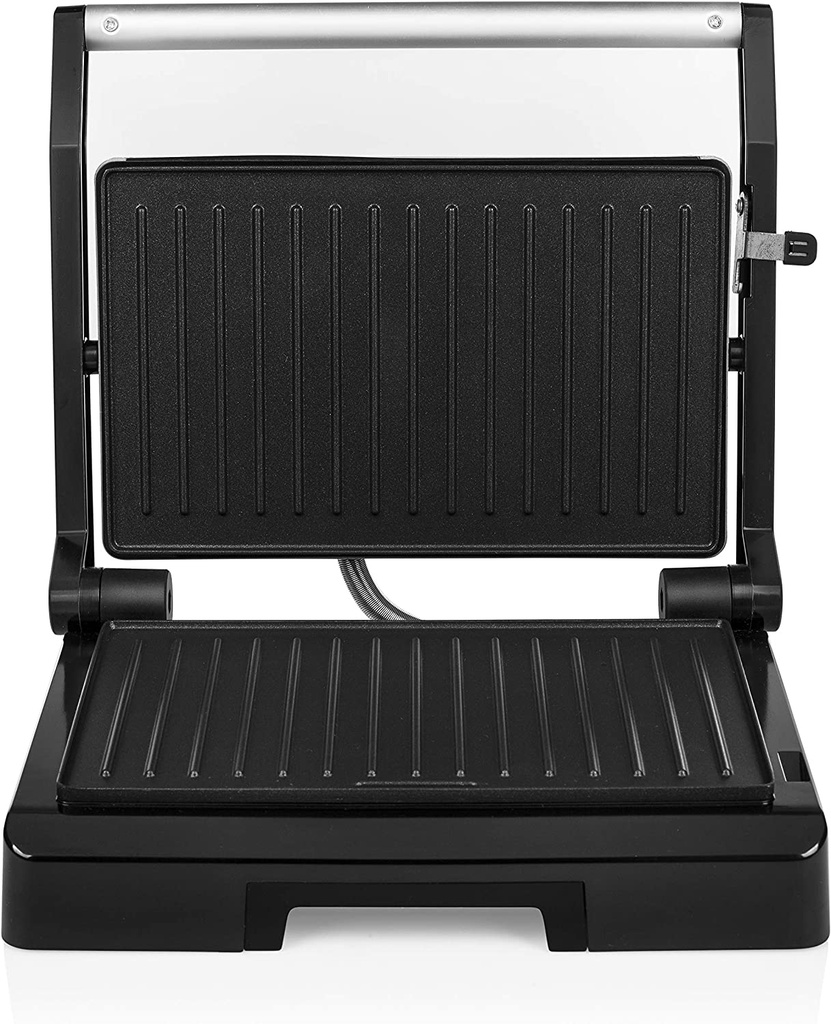 Tristar Grill à Contact Grille, Viande, panini, Couvercle Flottant-Bac récupérateur de Graisses, Métal, Noir