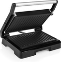 Tristar Grill à Contact Grille, Viande, panini, Couvercle Flottant-Bac récupérateur de Graisses, Métal, Noir