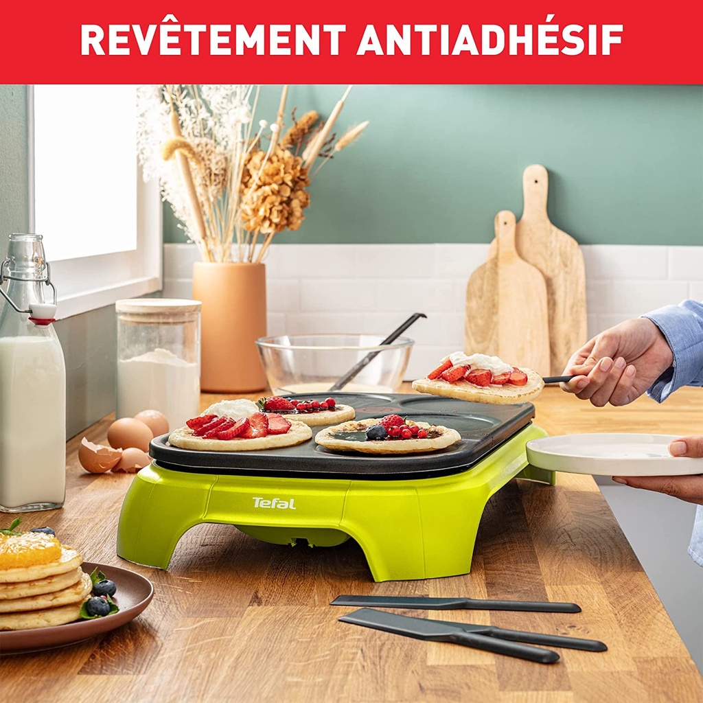 Tefal Crêpière électrique, 1000 W, Surface antiadhésive, Fonction Thermospot, Crêpes, Pancakes, Fabriqué en France
