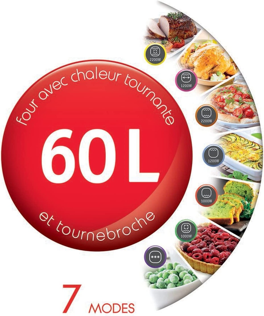 MOULINEX FOUR INOX à convection électrique, 60 Litres, 7 Programmes.