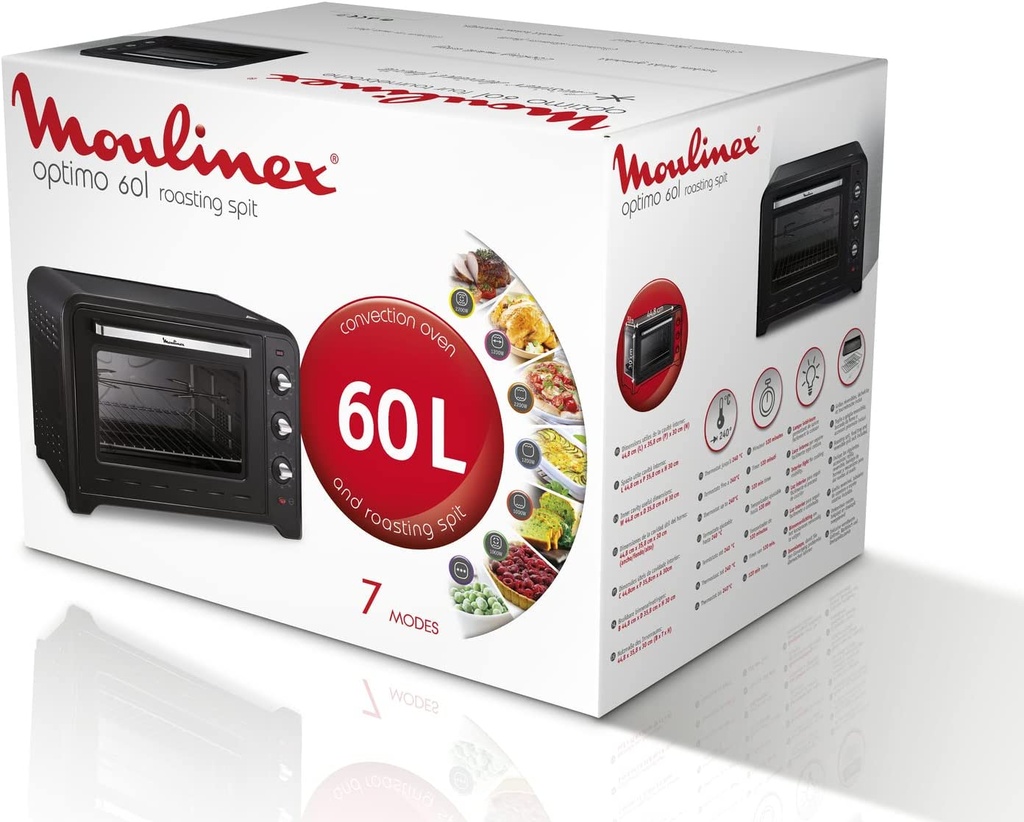 MOULINEX FOUR INOX à convection électrique, 60 Litres, 7 Programmes.