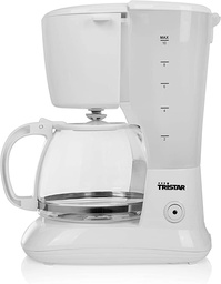 [30068] Cafetière électrique Tristar - Volume : 1,25 litre, 12 Tasses - Système anti-goutte - Verseuse en verre - Blanc
