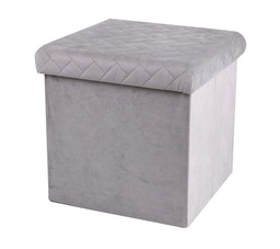[3472] POUF DE RANGEMENT PLIABLE GRIS CLAIRE