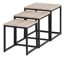 [25152] SET 3 NEVA TABLE BASSE GIGOGNE NOIR/CHENE