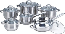 [ORC5912] Batterie de cuisine 12 pièces en acier inoxydable avec couvercle en verre